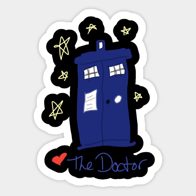 The TARDIS Kid Art Sticker by AlondraHanley